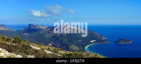 View from Talayot de Almallutx to Cape Formentor, Mallorca, Balearic islands, Spain Stock Photo