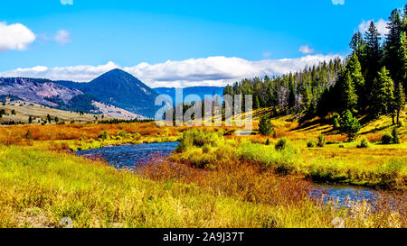 The Gallatin River as it runs through the western most part of Yellowstone National Park along Highway 191 in Montana, United States of America Stock Photo