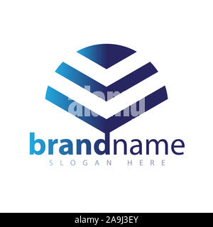 abstract v letter in semi circle logo vector stock template Stock Photo