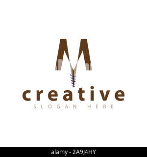 M Letter Drill Logo Vector Template Stock Photo