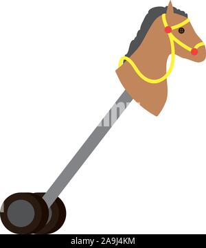 cute stick horse with wheels baby toy Stock Vector