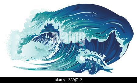 Big rushing sea or ocean waves design. Stock Vector