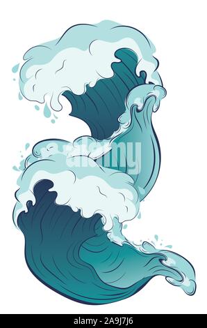 Big rushing sea or ocean waves design. Stock Vector