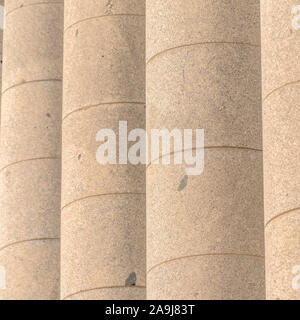 Square frame Close up of white stone columns at the facade of Utah State Capitol Building