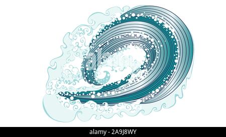 Big rushing sea or ocean waves design. Stock Vector
