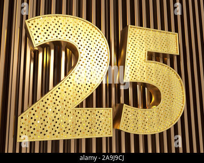 number 25 (number twenty-five) perforated with small holes on the metal ...