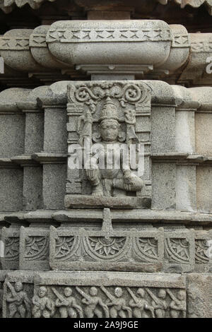 Carved sculptures on wall. Aundha Nagnath Temple, Hingoli, Maharashtra, India. Eighth of the twelve jyotirlingas in India Stock Photo