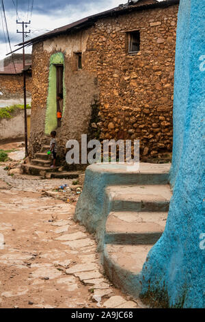 Ethiopia, East Hararghe, Harar, Harar Jugol, Old Walled City, house doorways Stock Photo