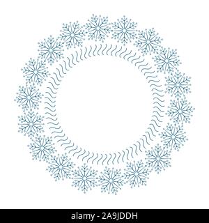 Set of vector decorative frames for Christmas and New Year with snowflakes on a white background. Stock Vector