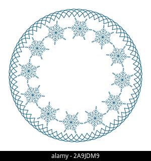 Set of vector decorative frames for Christmas and New Year with snowflakes on a white background. Stock Vector