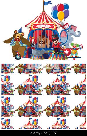 Seamless background design with circus animals illustration Stock Vector