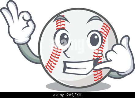 Cartoon baseball with in call me shape mascot Stock Vector