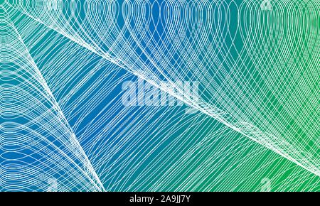 Abstract beautiful background with interlacing white lines on blue-green background. Asymmetric abstraction. Vector EPS10 Stock Vector
