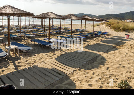 Summer view of Sarti Beach at Sithonia peninsula, Chalkidiki, Central Macedonia, Greece Stock Photo