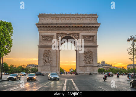 Arc de Triomphe (Triumphal Arch) in Paris , France Stock Photo