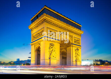 Arc de Triomphe (Triumphal Arch) in Paris , France Stock Photo