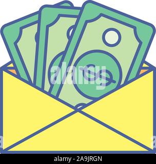 envelope with bills money dollars Stock Vector