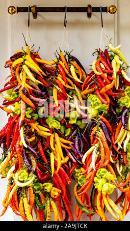 Chilli peppers in various colors Stock Photo