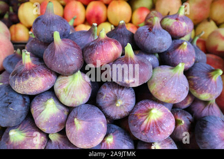 Pile of fresh ripe figs on the market Stock Photo