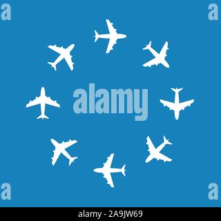 white airplanes inside a ring, Stock Vector