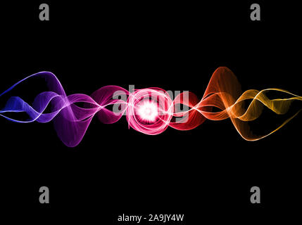 Abstract colorful wavy smoke over black background. Stock Photo