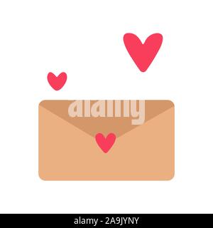 Envelope with hearts on a white background. Happy Valentine s Day illustration Stock Vector