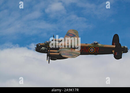 Avro Lancaster B1 in flight, riding a cloud Stock Photo