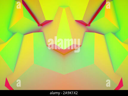 Abstract background with symmetric 3d shapes and vibrant colors Stock Photo