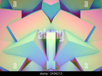 Abstract background with symmetric 3d shapes and vibrant colors Stock Photo