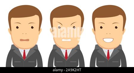 Set of male facial emotions. Stock Vector