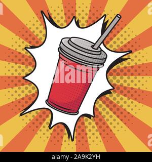 soda in plastic pot pop art style Stock Vector