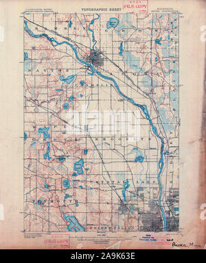 USGS TOPO Map MInnesota MN Anoka 805450 1902 62500 Restoration Stock Photo
