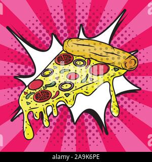 italian pizza pop art style Stock Vector