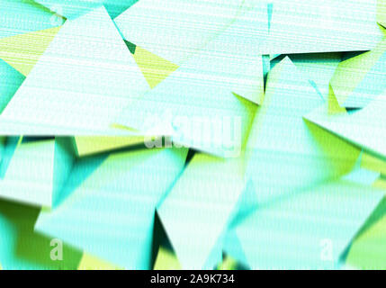 Abstract background with 3D shapes and broken tv glitch effect Stock Photo