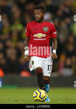 Fred of Manchester United - Norwich City v Manchester United, Premier League, Carrow Road, Norwich, UK - 27th October 2019  Editorial Use Only - DataCo restrictions apply Stock Photo