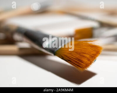 brush of different sizes on white background Stock Photo