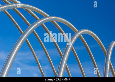 Abstract steel pipes rising into the sky Stock Photo