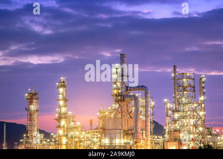 Oil and gas industrial-Refinery plant at twilight Stock Photo