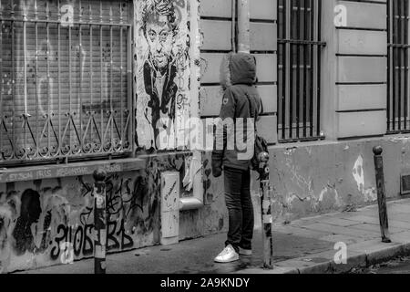 Watching the house of Serge Gainsbourg, Paris, France Stock Photo