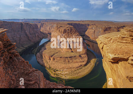 Aerial shot of Grand Canyon, Horseshoe Bend and Colorado river - Arizona Stock Photo