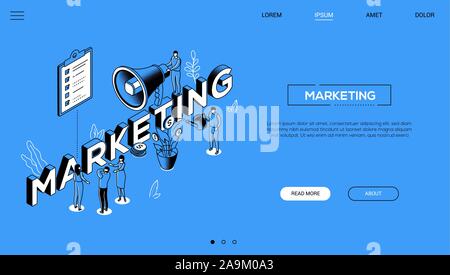 Marketing landing page isometric template Stock Vector