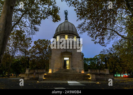 The mausoleum of Hungarian statesman Ferenc Deak in the Kerepesi Cemetery of Budapest on All Saint's Day ahead of All Souls' Day Stock Photo