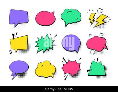 Speech bubbles collection - set of comic retro elements Stock Vector