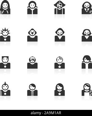 avatar vector  icons set isolated over white background - minimo series  Files included: eps8, ai CS, high-res JPG and high-res PNG with transparency. Stock Vector