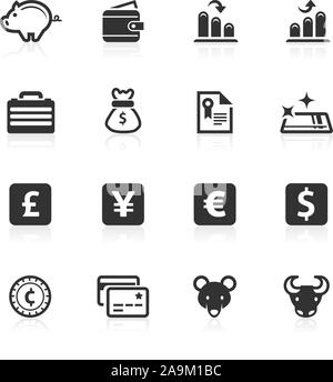 Business & finance vector  icons set isolated over white background - minimo series  Files included: eps8, ai CS, high-res JPG and high-res PNG with t Stock Vector