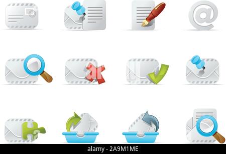 Professional email icons for internet, website and application.   Emailo Icon series, total 4 set in this series. Stock Vector