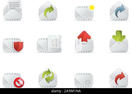 Professional email icons for internet, website and application.   Emailo Icon series, total 4 set in this series. Stock Vector
