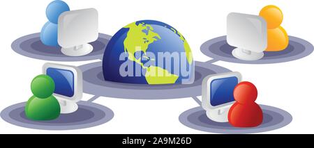 Group of people connect to each other through internet. Stock Vector