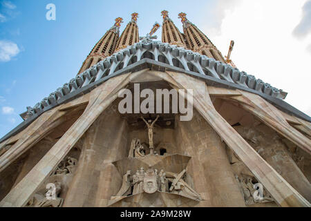 La Sagrada Família Antoni Gaudí's renowned unfinished church in Barcelona Spain begun in the 1880s Stock Photo