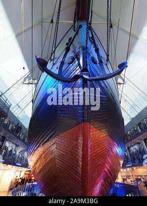 OSLO, NORWAY on JULY 2019: Polar ship at Fram museum, Frammuseet in european capital city, used by Norwegian explorer Roald Amundsen in expeditions - Stock Photo